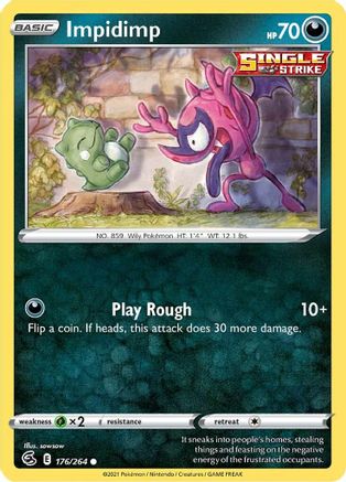 Impidimp 176  - Reverse Holofoil SWSH08 Fusion Strike - Common SWSH08: Fusion Strike Pokemon Single  Squirtle Squad Card Shop.