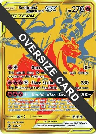 Pokémon TCG - Reshiram & Charizard GX SM247 - Black Star Promo - Jumbo Holofoil Card Jumbo Cards Pokemon Single  Squirtle Squad Card Shop.