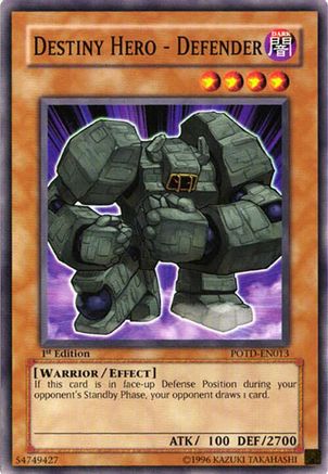Destiny Hero - Defender (POTD-EN013) - Power of the Duelist Unlimited Power of the Duelist Yugioh Single  Squirtle Squad Card Shop.