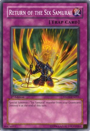 Return of the Six Samurai (STON-EN051) - Strike of Neos 1st Edition Strike of Neos Yugioh Single  Squirtle Squad Card Shop.