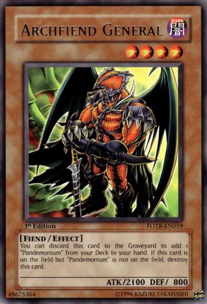Archfiend General (FOTB-EN019) - Force of the Breaker 1st Edition Force of the Breaker Yugioh Single  Squirtle Squad Card Shop.