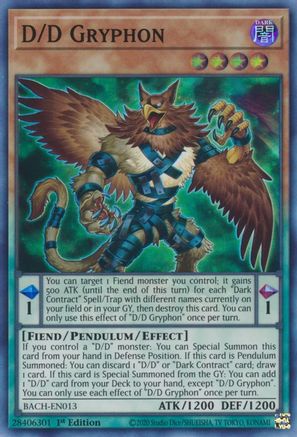 D/D Gryphon (BACH-EN013) - Battle of Chaos 1st Edition Battle of Chaos Yugioh Single  Squirtle Squad Card Shop.