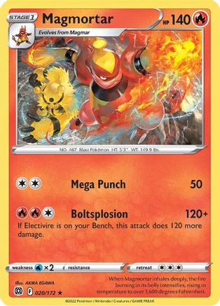 Magmortar 020  SWSH09 Brilliant Stars - Rare SWSH09: Brilliant Stars Pokemon Single  Squirtle Squad Card Shop.