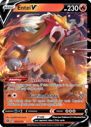 Entei V 022/172 – Brilliant Stars – Ultra Rare Pokémon Card