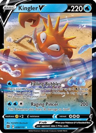Kingler V 028  - Holofoil SWSH09 Brilliant Stars - Ultra Rare SWSH09: Brilliant Stars Pokemon Single  Squirtle Squad Card Shop.