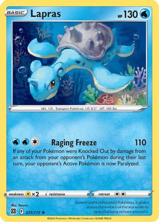 Lapras 031  SWSH09 Brilliant Stars - Rare SWSH09: Brilliant Stars Pokemon Single  Squirtle Squad Card Shop.