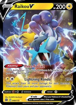 Raikou V 048  - Holofoil SWSH09 Brilliant Stars - Ultra Rare SWSH09: Brilliant Stars Pokemon Single  Squirtle Squad Card Shop.
