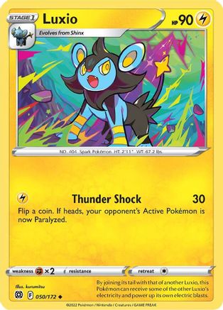 Luxio 050  - Reverse Holofoil SWSH09 Brilliant Stars - Uncommon SWSH09: Brilliant Stars Pokemon Single  Squirtle Squad Card Shop.