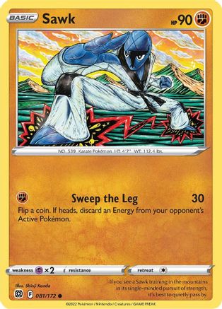 Sawk 081  - Reverse Holofoil SWSH09 Brilliant Stars - Common SWSH09: Brilliant Stars Pokemon Single  Squirtle Squad Card Shop.