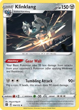 Klinklang 104  SWSH09 Brilliant Stars - Rare SWSH09: Brilliant Stars Pokemon Single  Squirtle Squad Card Shop.
