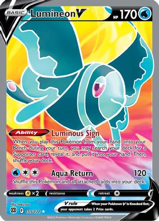 Lumineon V (Full Art) 155  - Holofoil SWSH09 Brilliant Stars - Ultra Rare SWSH09: Brilliant Stars Pokemon Single  Squirtle Squad Card Shop.