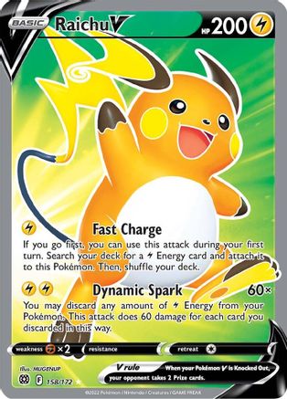 Raichu V (Full Art) 158  - Holofoil SWSH09 Brilliant Stars - Ultra Rare SWSH09: Brilliant Stars Pokemon Single  Squirtle Squad Card Shop.