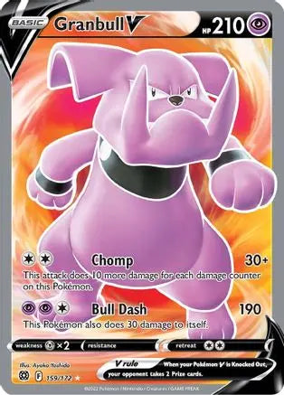 Granbull V (Full Art) 159  - Holofoil SWSH09 Brilliant Stars - Ultra Rare SWSH09: Brilliant Stars Pokemon Single  Squirtle Squad Card Shop.