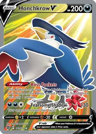Honchkrow V (Full Art) 161  - Holofoil SWSH09 Brilliant Stars - Ultra Rare SWSH09: Brilliant Stars Pokemon Single  Squirtle Squad Card Shop.