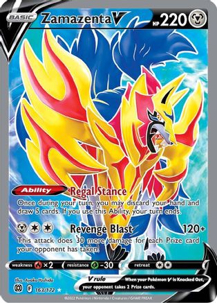 Zamazenta V 163/172 - Full Art Holofoil Brilliant Stars Ultra Rare - Pokémon TCG Card