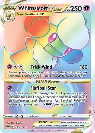 Whimsicott VSTAR (Secret) 175  - Holofoil SWSH09 Brilliant Stars - Secret Rare SWSH09: Brilliant Stars Pokemon Single  Squirtle Squad Card Shop.