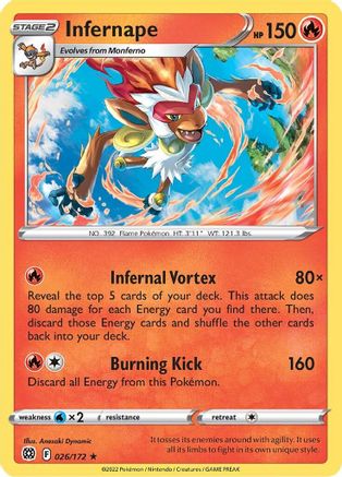 Infernape 026/172  Deck Exclusives - Rare Deck Exclusives Pokemon Single  Squirtle Squad Card Shop.