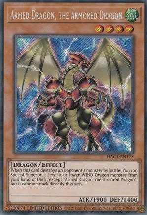 Armed Dragon, the Armored Dragon (HAC1-EN173) - Hidden Arsenal: Chapter 1 Limited Hidden Arsenal: Chapter 1 Yugioh Single  Squirtle Squad Card Shop.