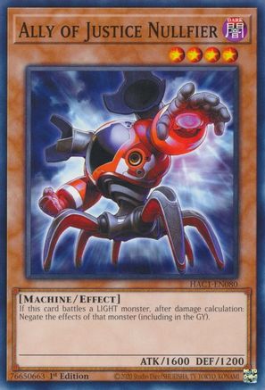 Ally of Justice Nullfier (HAC1-EN080) - Hidden Arsenal: Chapter 1 1st Edition Hidden Arsenal: Chapter 1 Yugioh Single  Squirtle Squad Card Shop.