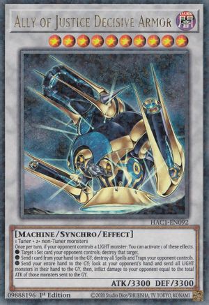 Ally of Justice Decisive Armor (Duel Terminal) (HAC1-EN092) - Hidden Arsenal: Chapter 1 1st Edition Hidden Arsenal: Chapter 1 Yugioh Single  Squirtle Squad Card Shop.