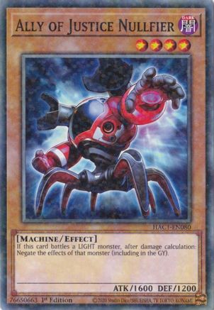 Ally of Justice Nullfier (Duel Terminal) (HAC1-EN080) - Hidden Arsenal: Chapter 1 1st Edition Hidden Arsenal: Chapter 1 Yugioh Single  Squirtle Squad Card Shop.