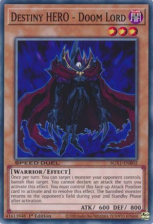 Destiny HERO - Doom Lord (SGX1-ENB02) - Speed Duel GX: Duel Academy Box 1st Edition Speed Duel GX: Duel Academy Box Yugioh Single  Squirtle Squad Card Shop.