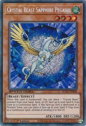 Crystal Beast Sapphire Pegasus (Secret Rare) (SGX1-ENF08) - Speed Duel GX: Duel Academy Box 1st Edition Speed Duel GX: Duel Academy Box Yugioh Single  Squirtle Squad Card Shop.