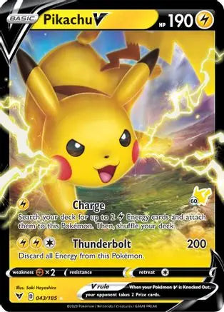 Pikachu V (#60 Pikachu Stamped) 043/185  - Holofoil Battle Academy 2022 - Holo Rare Battle Academy 2022 Pokemon Single  Squirtle Squad Card Shop.