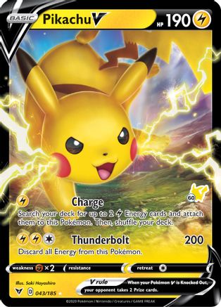Pikachu V (#60 Pikachu Stamped) 043/185  - Holofoil Battle Academy 2022 - Holo Rare Battle Academy 2022 Pokemon Single  Squirtle Squad Card Shop.