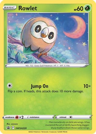 Rowlet SWSH220  - Holofoil SWSH Sword & Shield Promo Cards - Promo SWSH: Sword & Shield Promo Cards Pokemon Single  Squirtle Squad Card Shop.
