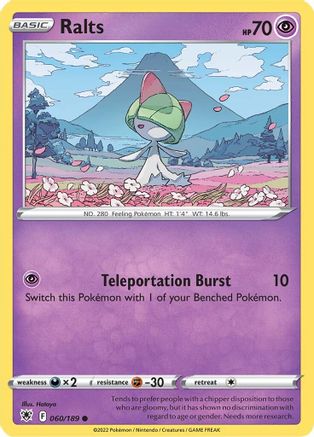 Ralts 060  - Reverse Holofoil SWSH10 Astral Radiance - Common SWSH10: Astral Radiance Pokemon Single  Squirtle Squad Card Shop.