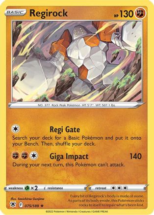 Regirock 075  - Reverse Holofoil SWSH10 Astral Radiance - Rare SWSH10: Astral Radiance Pokemon Single  Squirtle Squad Card Shop.