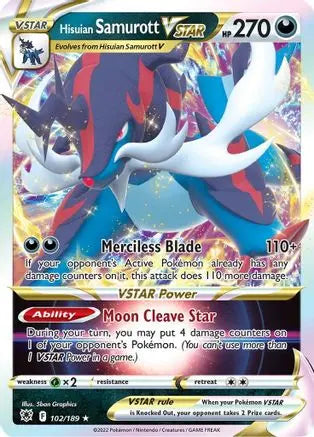 Hisuian Samurott VSTAR 102  - Holofoil SWSH10 Astral Radiance - Ultra Rare SWSH10: Astral Radiance Pokemon Single  Squirtle Squad Card Shop.