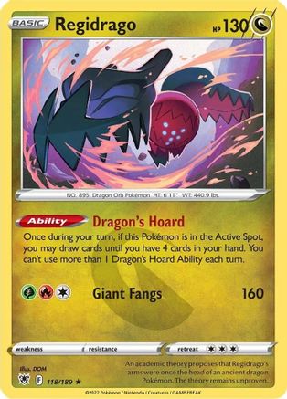 Regidrago 118  - Reverse Holofoil SWSH10 Astral Radiance - Rare SWSH10: Astral Radiance Pokemon Single  Squirtle Squad Card Shop.