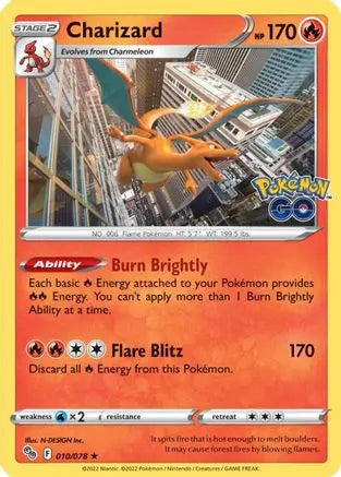 Charizard 010  - Holofoil Pokemon GO - Holo Rare Pokemon GO Pokemon Single  Squirtle Squad Card Shop.