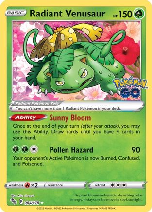 Pokémon TCG Radiant Venusaur 004/078 – Pokémon GO – Radiant Rare