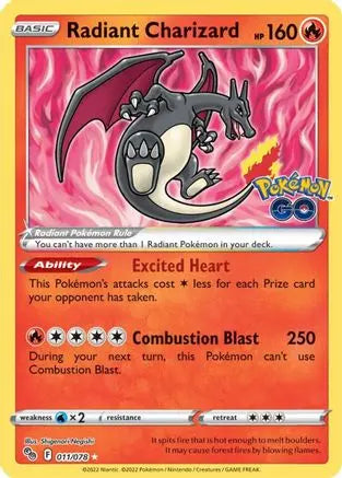 Radiant Charizard 011  - Holofoil Pokemon GO - Radiant Rare