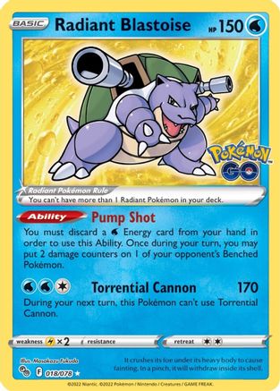Radiant Blastoise 018  - Holofoil Pokemon GO - Radiant Rare Pokemon GO Pokemon Single  Squirtle Squad Card Shop.