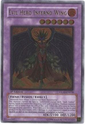 Evil Hero Inferno Wing (UTR) (GLAS-EN038) - Gladiator's Assault 1st Edition Gladiator's Assault Yugioh Single  Squirtle Squad Card Shop.