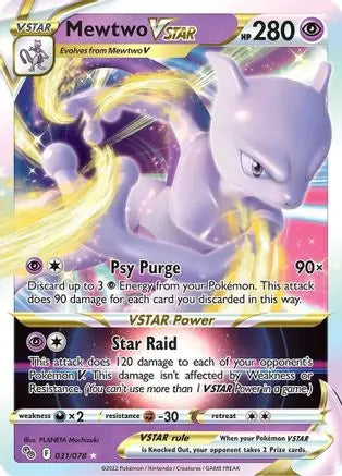 Mewtwo VSTAR 031  - Holofoil Pokemon GO - Ultra Rare Pokemon GO Pokemon Single  Squirtle Squad Card Shop.