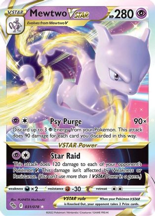 Mewtwo VSTAR 031  - Holofoil Pokemon GO - Ultra Rare Pokemon GO Pokemon Single  Squirtle Squad Card Shop.