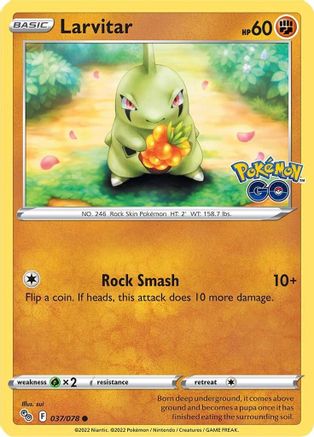 Larvitar 037  - Reverse Holofoil Pokemon GO - Common Pokemon GO Pokemon Single  Squirtle Squad Card Shop.