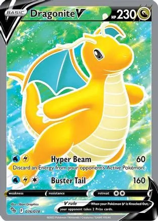 Dragonite V (Full Art) 076  - Holofoil Pokemon GO - Ultra Rare Pokemon GO Pokemon Single  Squirtle Squad Card Shop.