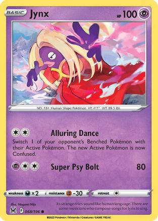 Jynx 068  SWSH11 Lost Origin - Common SWSH11: Lost Origin Pokemon Single  Squirtle Squad Card Shop.