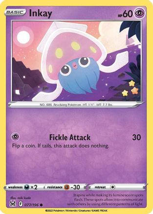 Inkay (077) (077) 077  SWSH11 Lost Origin - Common SWSH11: Lost Origin Pokemon Single  Squirtle Squad Card Shop.