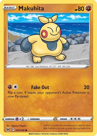 Makuhita 097  SWSH11 Lost Origin - Common SWSH11: Lost Origin Pokemon Single  Squirtle Squad Card Shop.