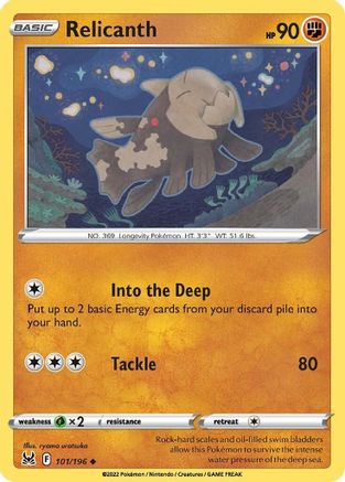 Relicanth 101  - Reverse Holofoil SWSH11 Lost Origin - Uncommon SWSH11: Lost Origin Pokemon Single  Squirtle Squad Card Shop.