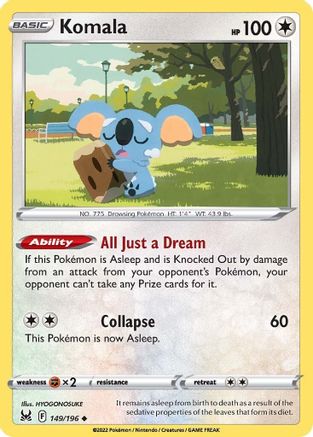 Komala 149  - Reverse Holofoil SWSH11 Lost Origin - Uncommon SWSH11: Lost Origin Pokemon Single  Squirtle Squad Card Shop.