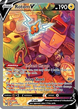 Rotom V (Alternate Full Art) 177  - Holofoil SWSH11 Lost Origin - Ultra Rare SWSH11: Lost Origin Pokemon Single  Squirtle Squad Card Shop.