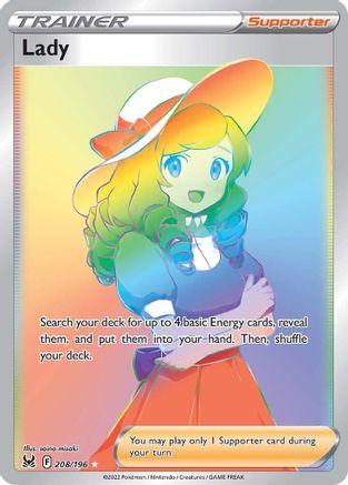 Lady (Secret) 208  - Holofoil SWSH11 Lost Origin - Secret Rare SWSH11: Lost Origin Pokemon Single  Squirtle Squad Card Shop.